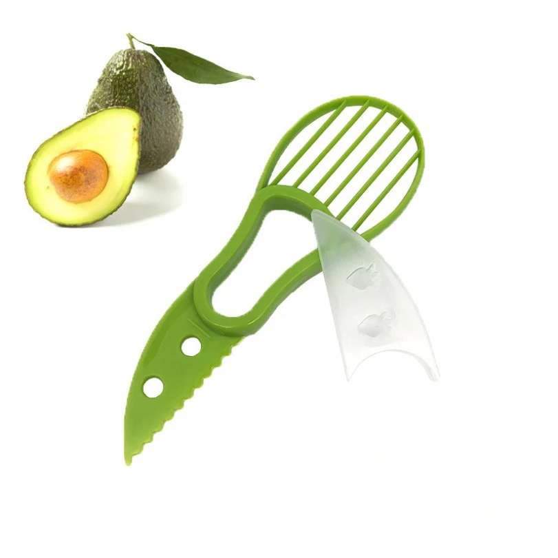 

Amazon Hot-Selling Kitchen Gadgets Avocado Peeler Cutter High Quality Multifunctional 3 in 1 Avocado Cutter Slicer, Green