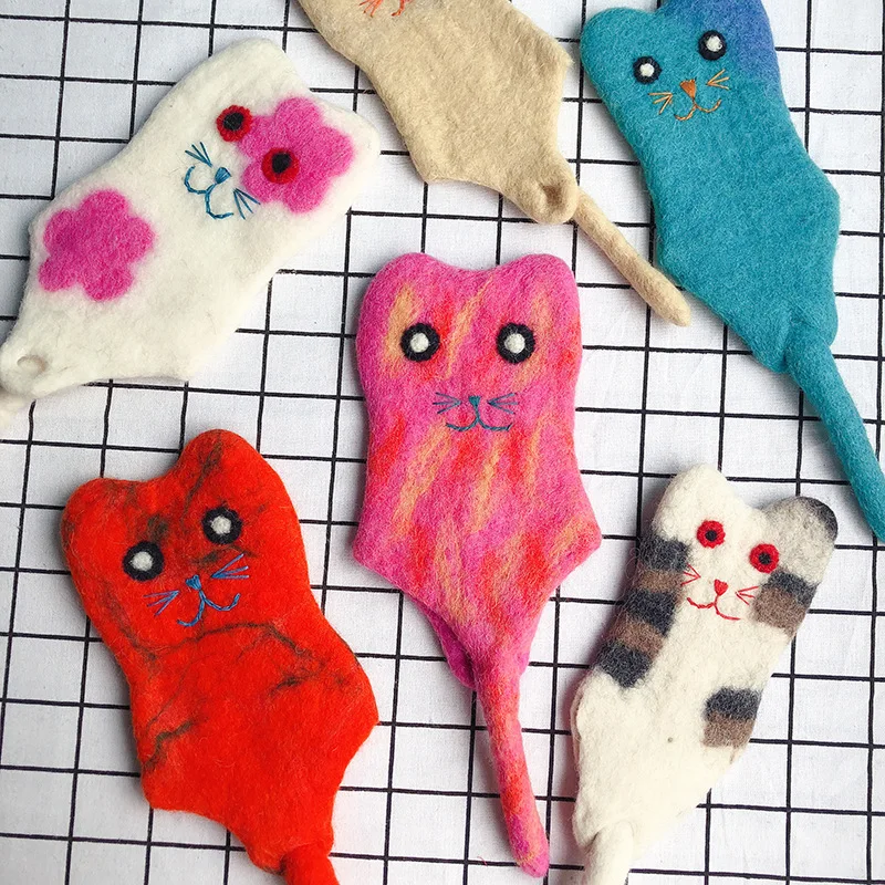 

Runkai Ladies Hand-Made Wool Felt Cat Cartoon Mobile Phone Bag Mini Bag Cute Hand Bags, Red