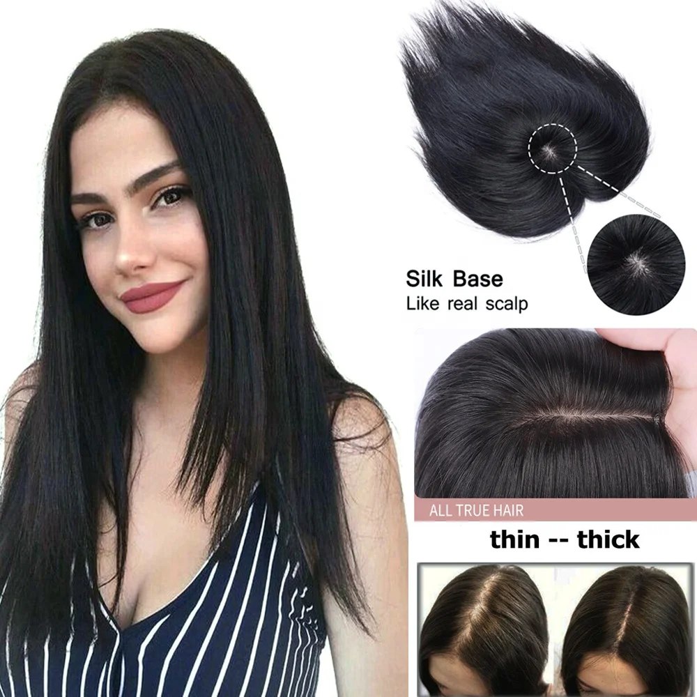 

M05 Human Hair Hairpieces Cheapest Price fashional 100% natural Injection Silk for women, #1/#1b/#2