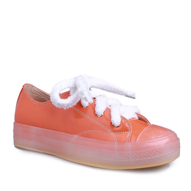 

Latest Design Lace Up Ladies Casual Sneakers Fashion Pink Low Top Sneakers School Girls Flat Jelly Shoes Casual Shoes, Pink, orange, purple, orange