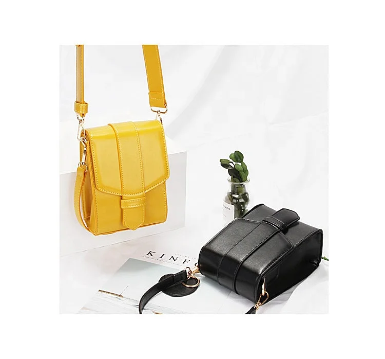 

Fashion Synthetic Leather Square Smartphone Small Women Crossbody Cellphone Purse With Removable Shoulder Strap, Yellow,black