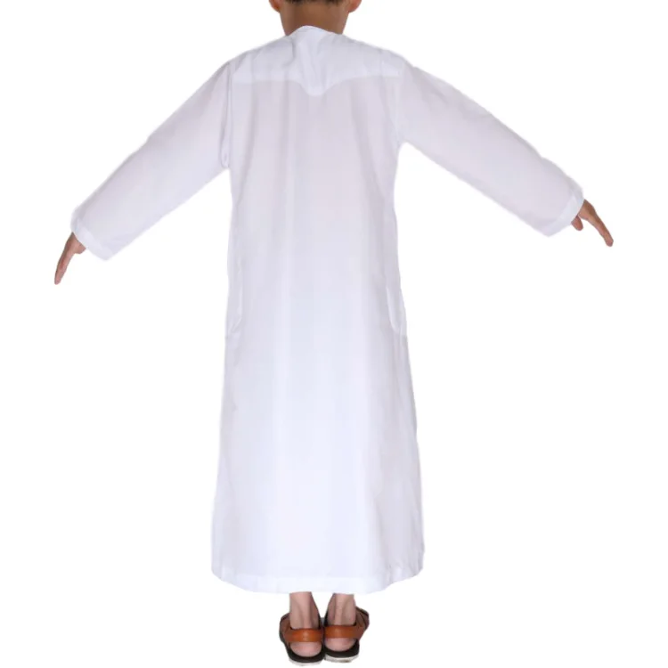 

Wholesale Children'S Polyester Mixed Islamic Thobe Round Neck Long Sleeves Robe Muslim Men Clothing