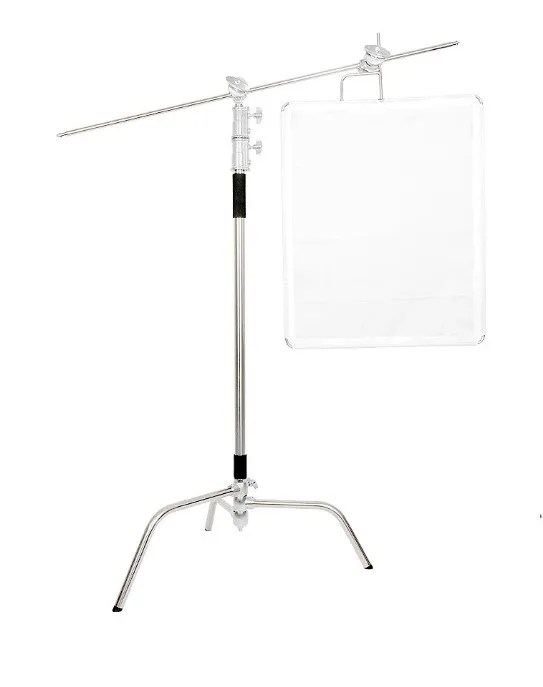 

1.5m-3.38m adjustable Photography magical leg stable stainless steel light stand heavyduty c stand price, Silver