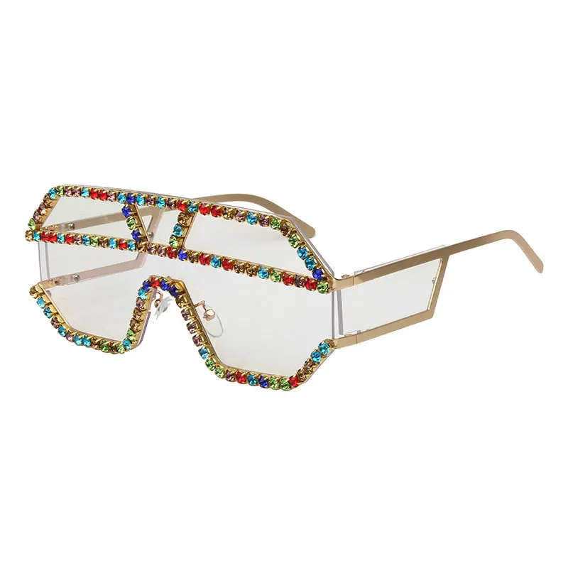 

New Popular luxury one piece UV400 fashion diamond sunglasses women