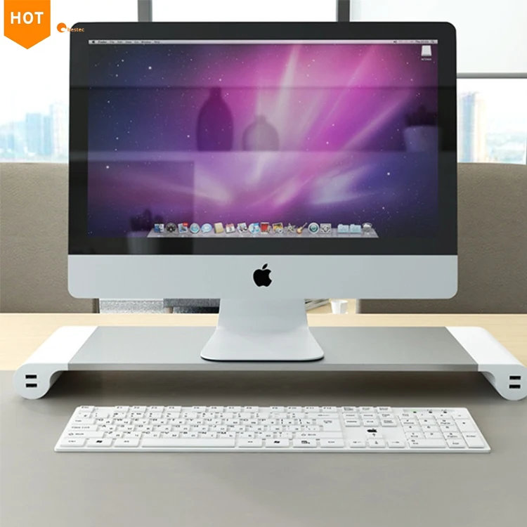 

Universal Desktop Desk Office Pc Laptop Notebook Monitor Table Stand Riser Base With USB 2.0 3.0 Hub, White