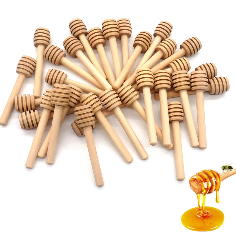 

8cm 10cm 15cm Mini Wooden Honey Dipper Sticks,Stirrer Stick for Honey Jar Dispense Drizzle Honey, Yellow