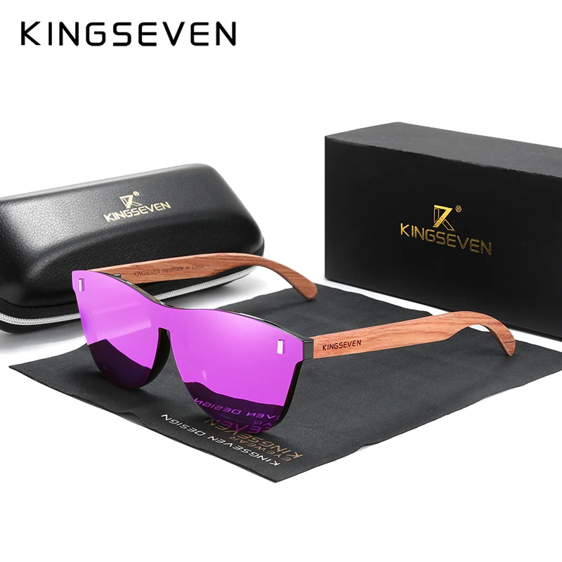 

KINGSEVEN Glasses Men Natural Bubinga Wooden Sun Glasses For Men Polarized Fashion Glasses Women Wood Oculos de sol 5510, 6 colors