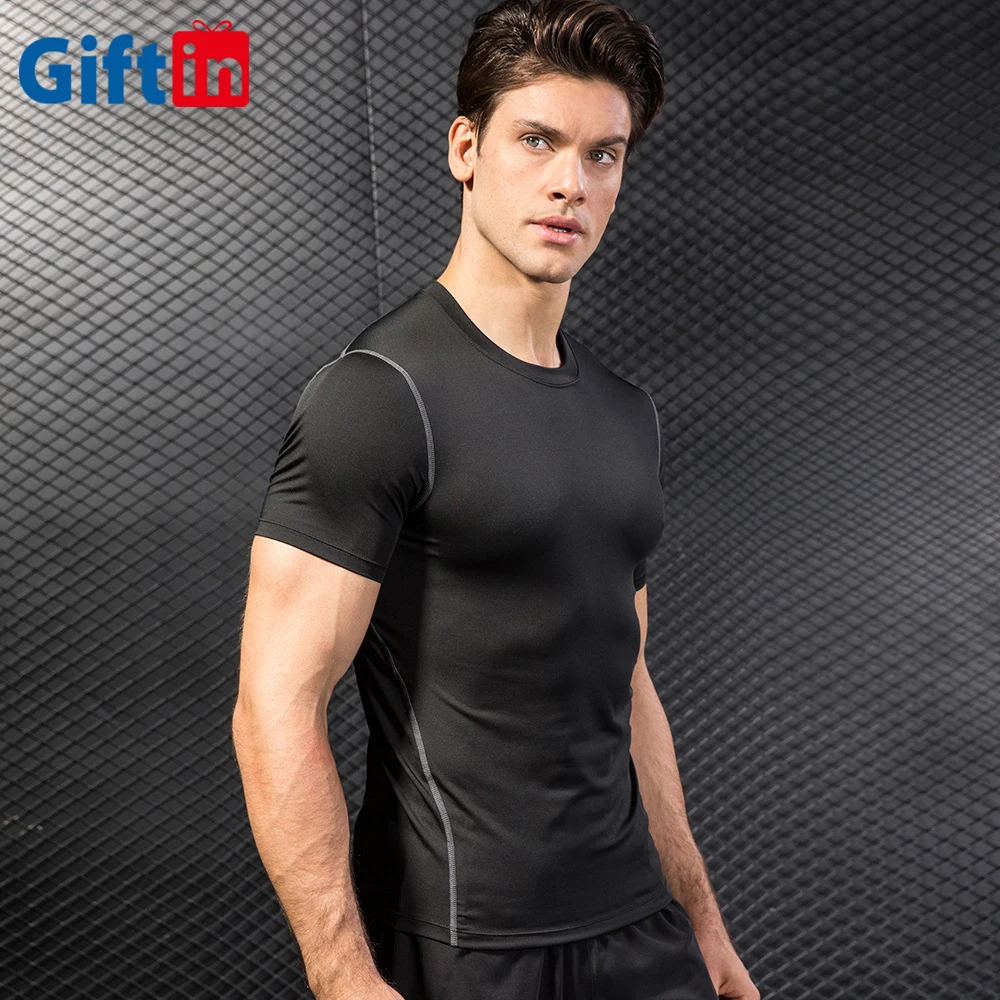 

Fitness Blank Cool Dry Shaping Side Cut polyester spandex Men Sports Gym T Shirt t-shirt