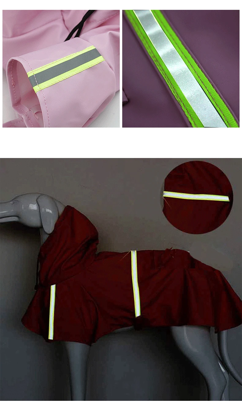 Hot Sale Pet Yellow Stripe Large Dog Raincoat With Hood Large Dog Rain