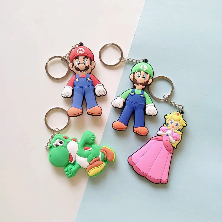 

Free shipping Super Mario PVC Keychain Girls Bag decorations Cute Super Mary Keyring Jewelry Christmas Gifts, Colorful