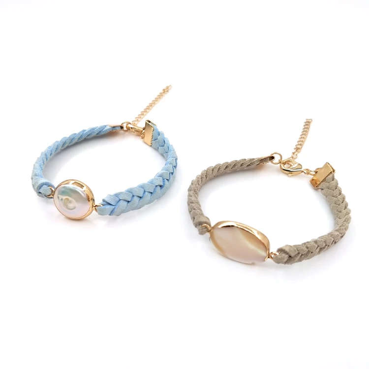 

Suede Leather Metal Bracelet natural stone natural pearl bracelet Customizable bracelet