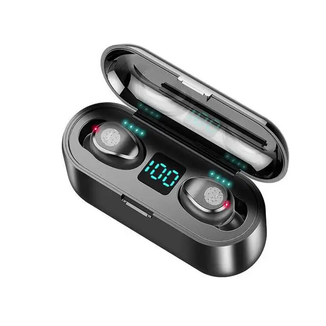 

Amazon top sell earphone auricular with large charging cell F9 headset Ecouteuse Wireless earbuds