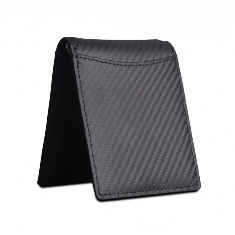 

AIYIYANG Carbon Fiber Leather Men's Money Clip Antimagnetic Leather Check Book Wallet Rfid Men's Card Holder