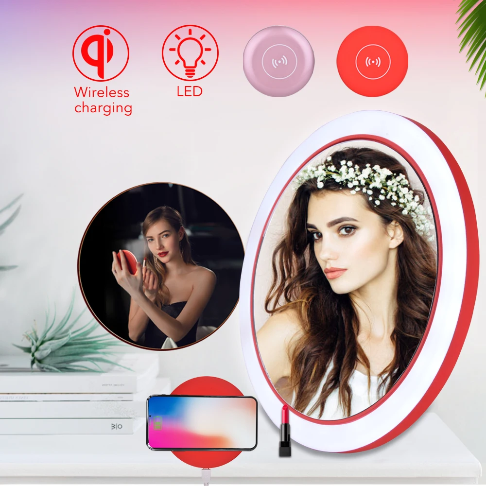 Hailicare Wholesale Round Shape Wireless Charging Light Led Makeup Mirror With Light.jpg