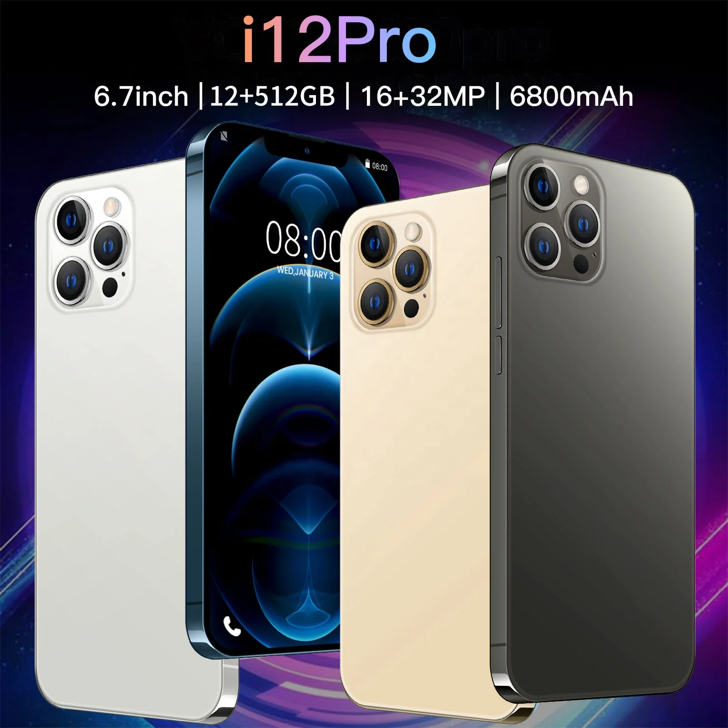 

Hot Selling Original i12 pro max Android Smartphone 6.7 inch PHONE12+512BG Smartphone Mobile Phones