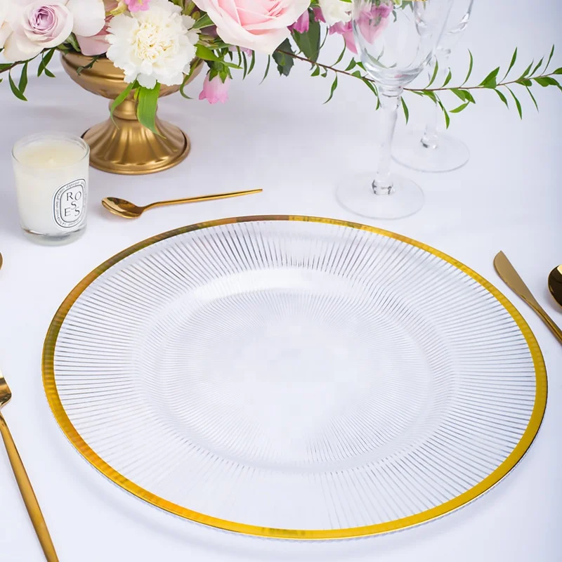 

silver chargers for dinner plates acrylic transperantplastic wedding charger plates clear glass gold rim beaded reef decorative, Transparent