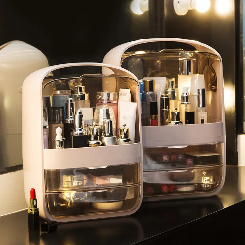 

Wholesale High Quality Make Up Organizer Cosmetic Makeup Organizer Storage Box, Pink,sliver