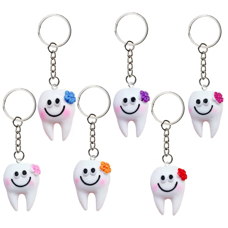 

Promotional 3D Simulation Teeth Resin False Teeth Keychain Dental Clinic Activity Gifts Carabiner Accessories