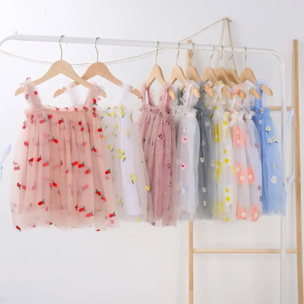 

Baby Girls Dress Embroidery Flowers INS 2021 Summer Princess Dress Wholesale