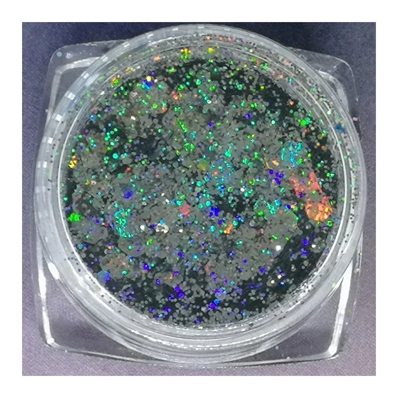 

Glitter Powder Chunky Nail Art Designs Hexagon Holographic Acrylic Powder Nails Solvent Resistant Chrome Pigment