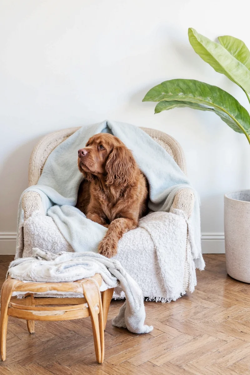 The Loomi Underbed Pet Pod placed under a modern platform bed, blending seamlessly into the room design.
