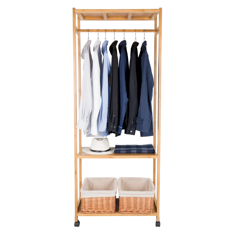 Bambkin De Percha De Ropa Con 2-nivel Zapato Rack Estantes Abrigo Rack