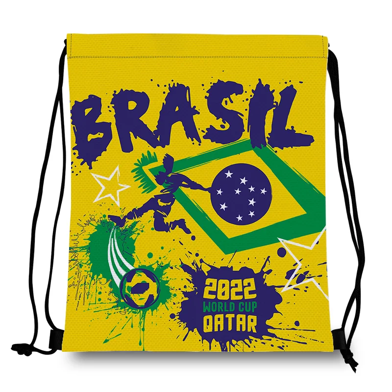 

2022 Custom Logo Brazil France Germany Spain England World Cup Polyester Advertisement Sports Gift Drawstring Backpack Bag