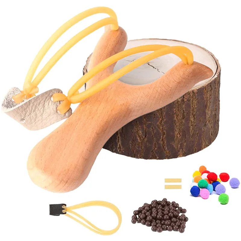 

Flat wood catapult shooting tool simple style wooden slingshot hunting