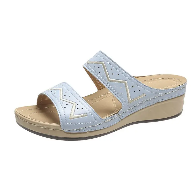 

Factory Outlet Ladies Sandals and Slippers Solid Color Fish Mouth Open Toe Hollow Ladies Wedge Sandals