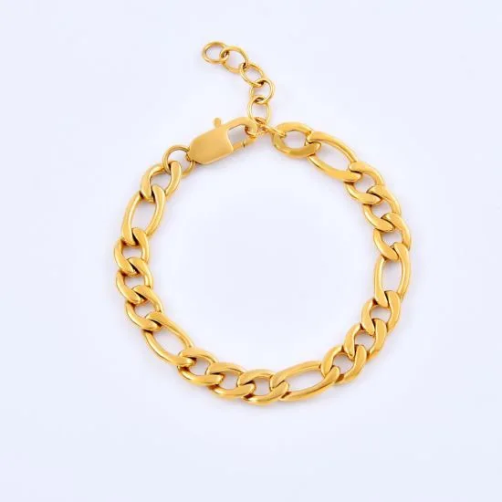 

Top selling gold plated chain bracelet stainless steel NK 3:1 cuban figaro link chains bracelets