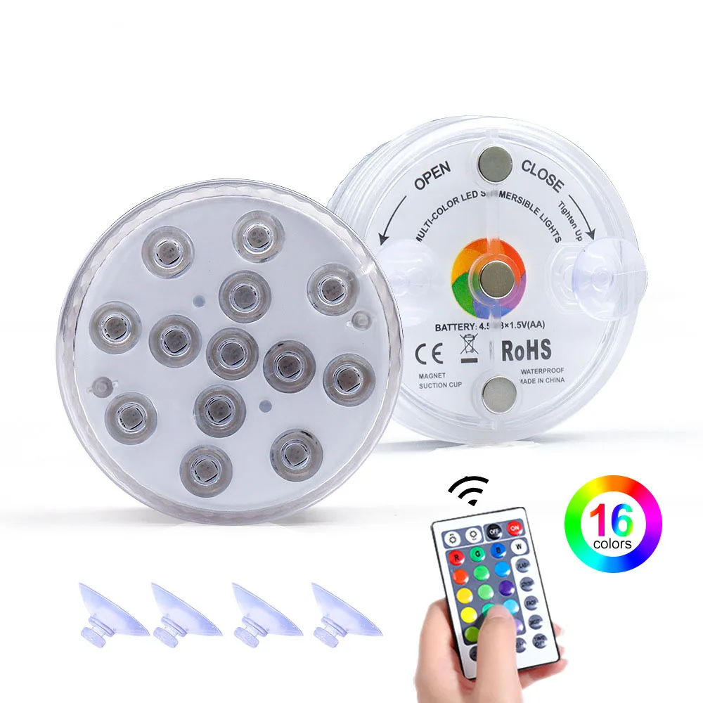 Outdoor Waterproof 16 Changeable Colors Remote Controlled Round Pool Submersible Led Lights