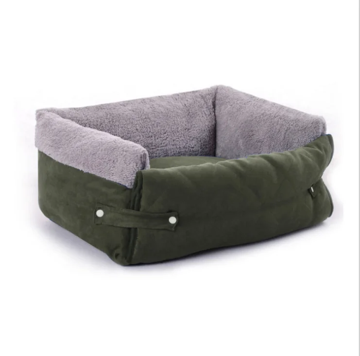 

2021 New Super Soft Fabric Removable Cover Bolster Dog Bed Cushion Big Size Pet Bed Sofa, Blue, brown, grey