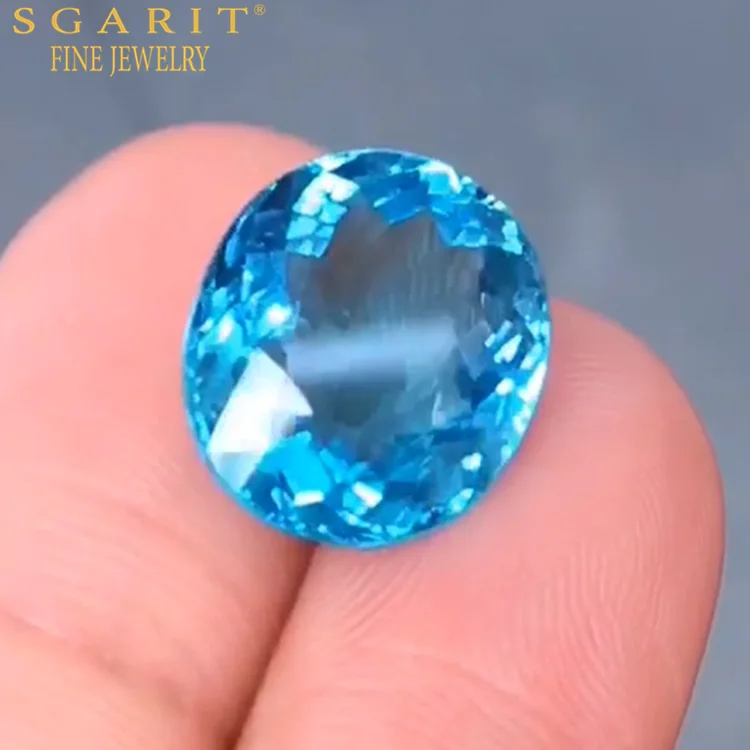 

SGARIT high quality beautiful loose gemstone for luxurious jewelry making 6.82ct neon blue natural paraiba tourmaline