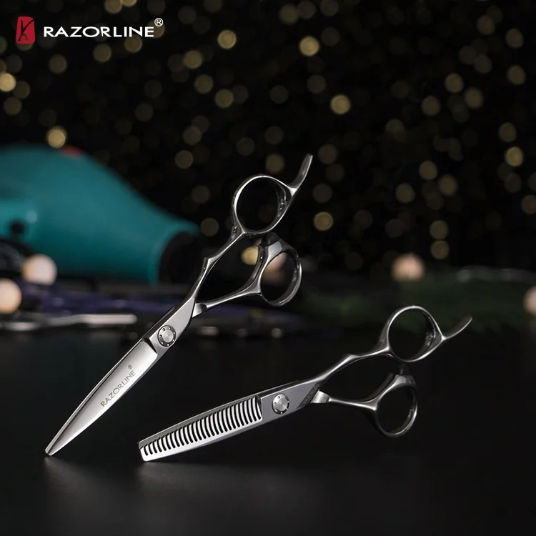 

Whole Kit Selling AK18 Set Japan 440C Shears Thinner Barber Cutting Shears Hair Scissors Shears Kit, Silver