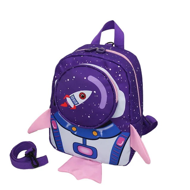 

2021 summer cartoon nylon anti-lost children rocket boy and girl kindergarten school bag, Many colors