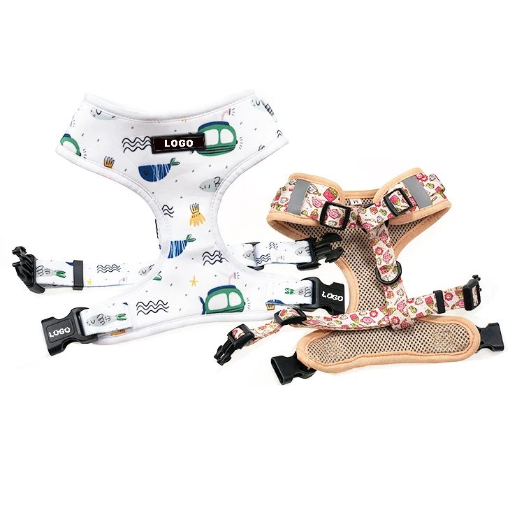 

Custom Mesh Adjustable Neoprene Pet Dog Cat Chest Straps Harness Leash Leads Collar Vest No Pull Fashion Dog Harness, Customized color