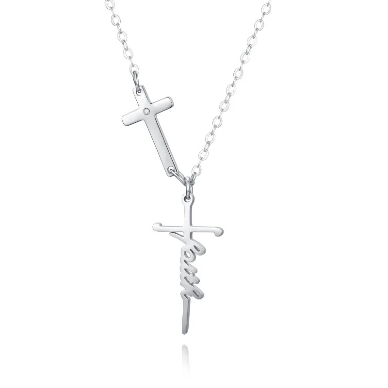 

KN5 Blessed Faith Cross Chain Letter Necklace Stainless Steel Jewelry Cross Necklace Jewelry