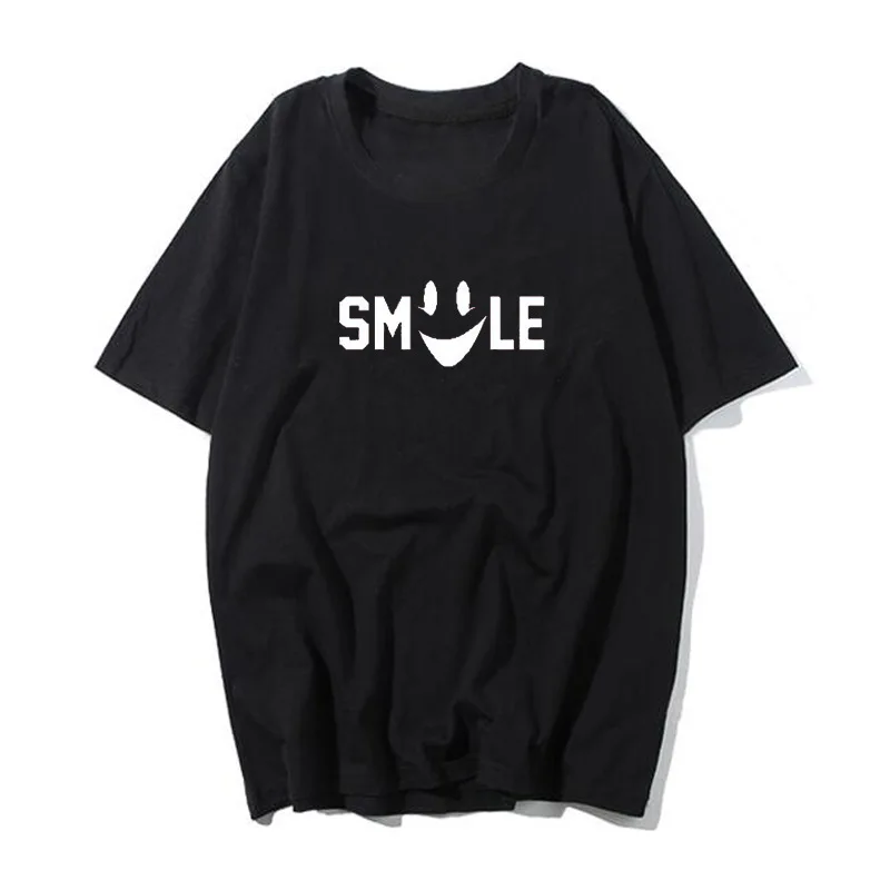 

Wholesale T Shirt Women English letter smiley face graffiti T-Shirt Girl T-shirt Fashion Top Tees Female, Customized color