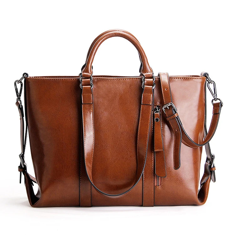 

EGL105 Large capacity oil wax skin retro Tote women luxury quality hand bags genuine leather