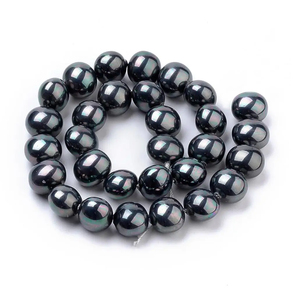 

Pandahall Black Color Oval Shell Pearl Beads For Jewelry Making With Small Hole
