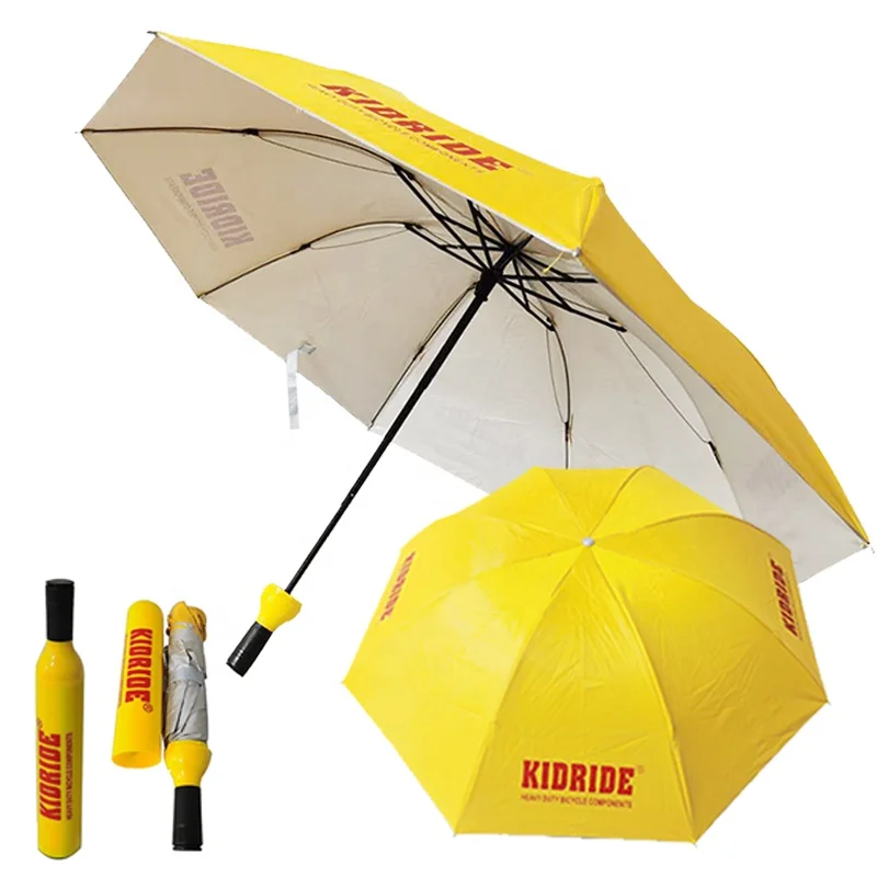 

factory produce customer logo printing yellow color wine bottle umbrella, Customer design