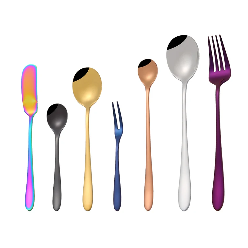 

New product party gold edible multicolor steel multicolor cutlery set