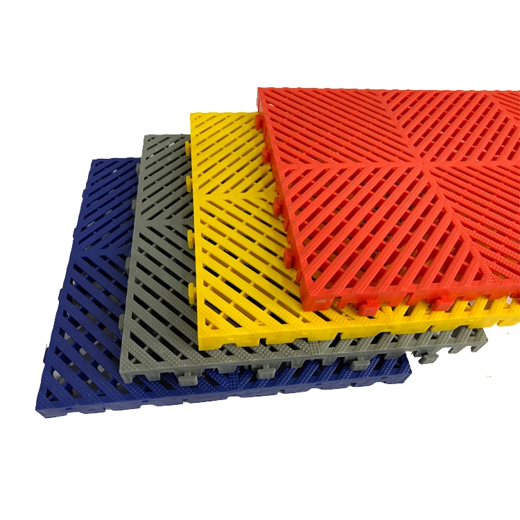 
Chinese Garage floor tiles 400*400MM high quality low price polymer plastic mosaic grille mat plastic floor car wash shop floor 