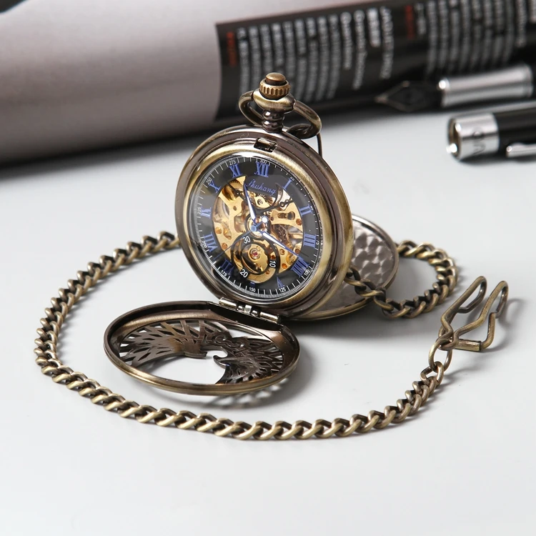 
GOHUOS Luxury hand winding mechanical pocket watches for men private label mechanical watch 