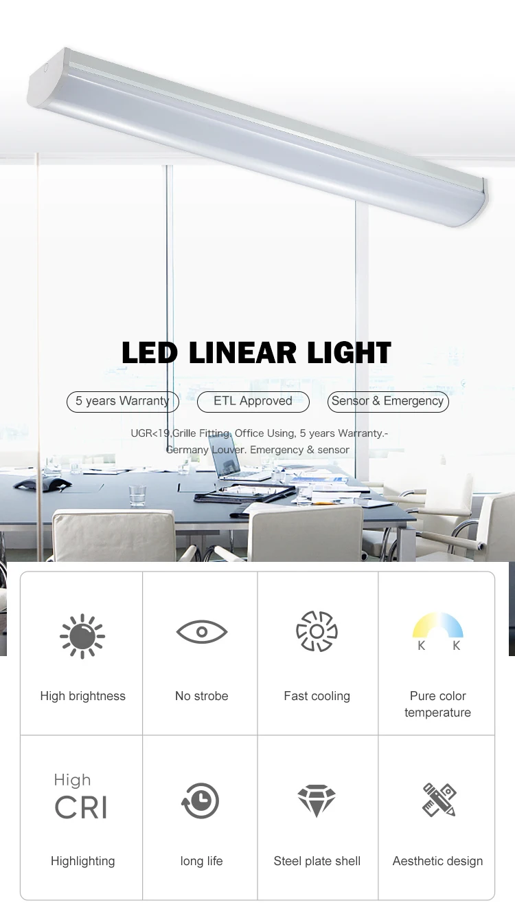 Energy conservation CE ETL SAA 20 30 40 60 80 w led recessed linear light