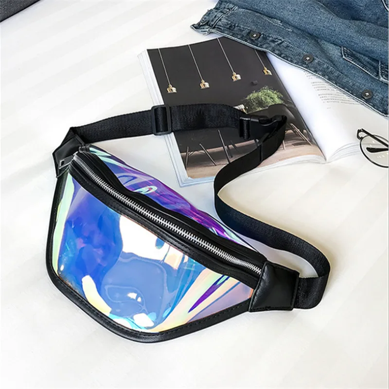

2021 Sports Fanny pack Running mobile phone waterproof BAG PU transparent reflective chest bag Crossbody bag laser Fanny pack, 4 colors