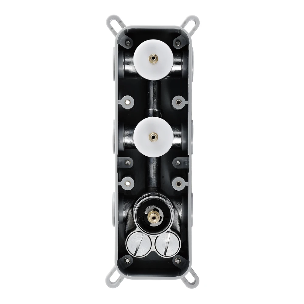 
Shower accessories two function rotary button hot and cold water thermostatic control switch brass black valve body 
