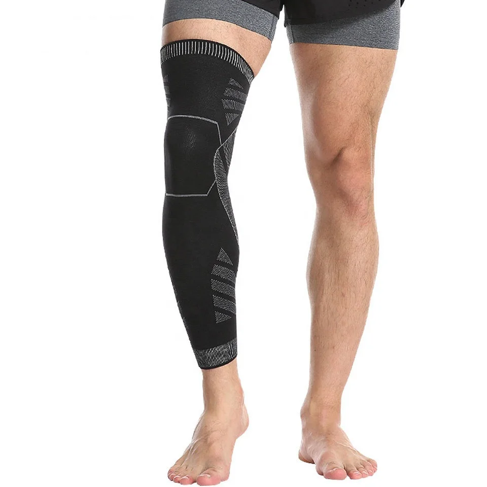 

Miket Amazon Hot Sale Sport Safety Long Knee Protector Brace Warm Leg Sleeve Knee Pads Knee Joint Support Kneepads Volleyball, Black