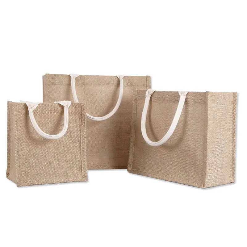 

Eco friendly laminated jute bag burlap reusable linen beach bag hessian shopping tote bags with custom logo