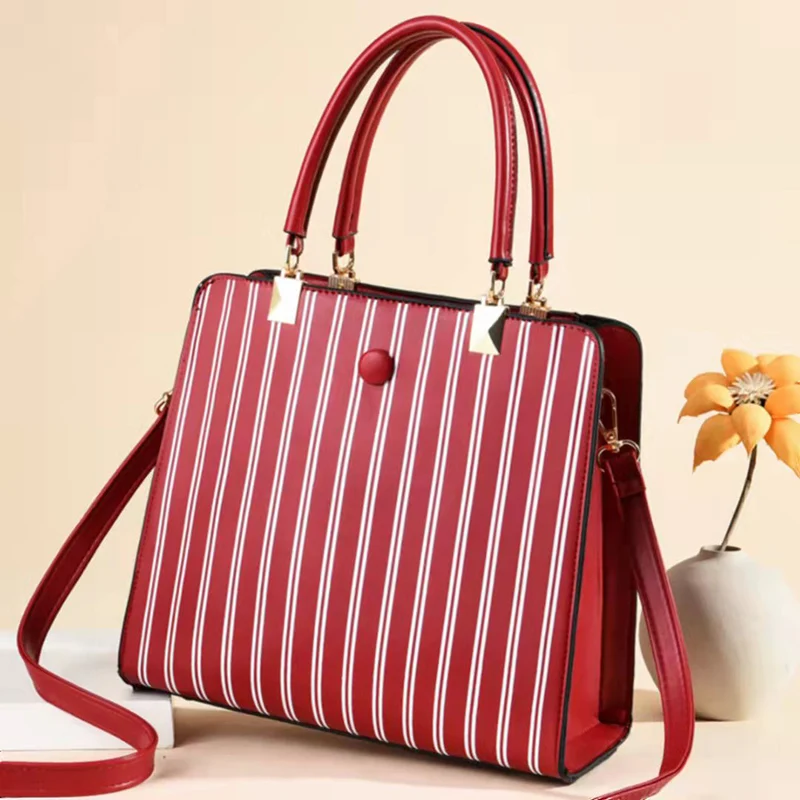 

DL036 42 Wholesale Designer luxury women bags PU material stripe handbags handbag, Red, black....